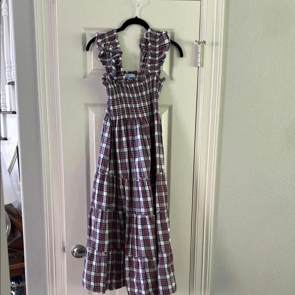 Hill House Plaid Midi Dress - Purple and White